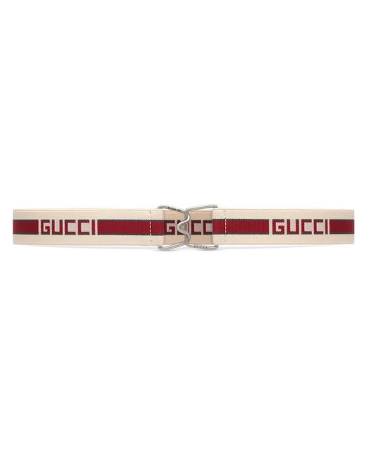 Gucci White Stripe Elastic Belt for men