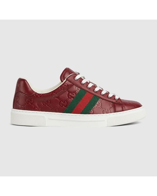 Gucci Red Ace Sneaker With Web