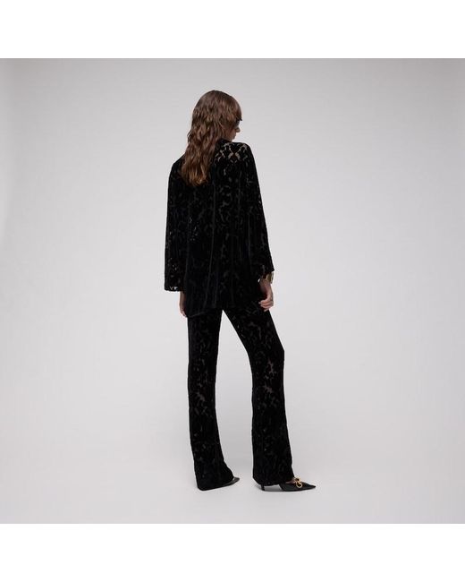 Gucci Black Floral Devoré Velour Shirt