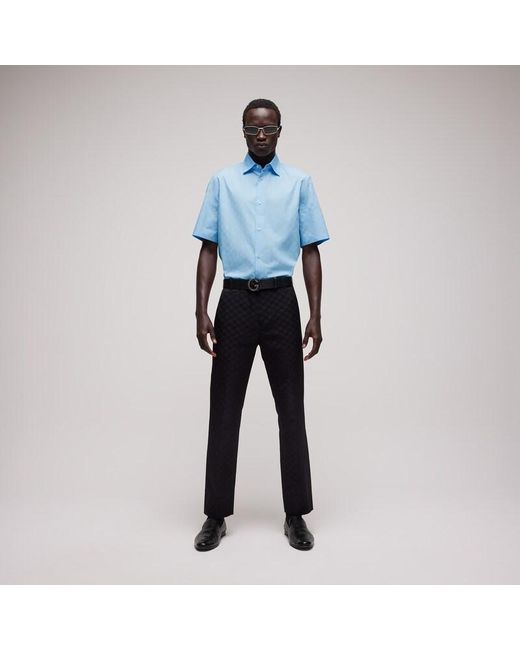 Gucci Blue Gg Cotton Poplin Shirt, Size 60, Ready-To-Wear for men