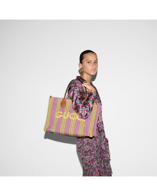Borsa Shopping Con Patch Misura Media di Gucci in Pink