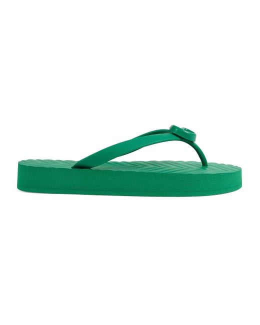 Gucci Green Chevron Thong Sandal