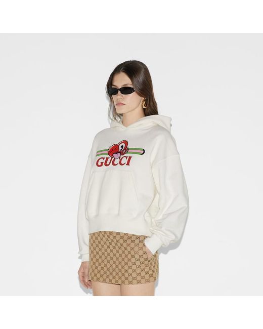 Gucci White Sweatshirt Aus Baumwolljersey Mit Patch