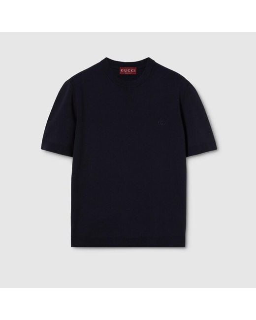 Gucci Black Silk Cotton T-Shirt With Embroidery, Ready-To-Wear for men