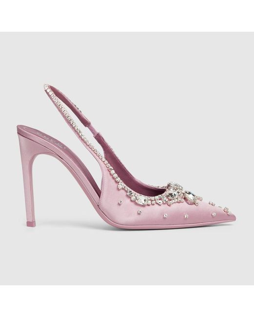 Gucci Pink Pump With Crystals, Fabric