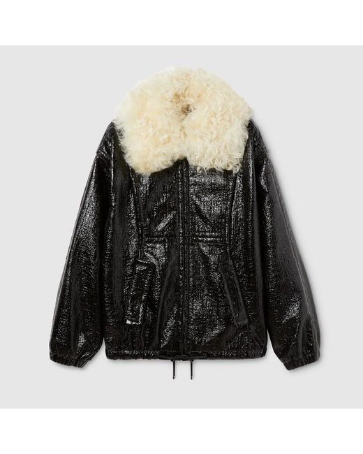 Gucci Black Coated Fabric Bomber Jacket