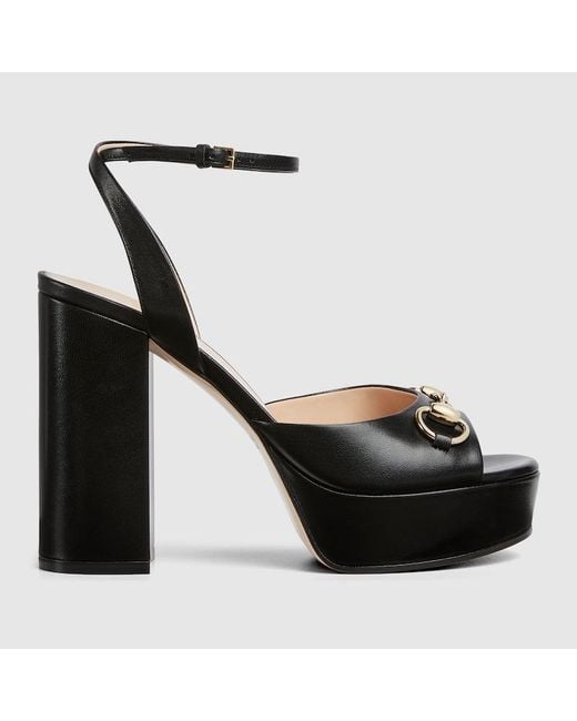 Gucci Black Horsebit Platform Sandal
