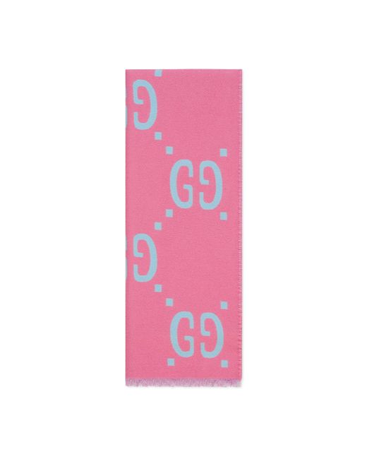 Gucci Pink Schal aus GG Jacquard aus Wolle und Seide