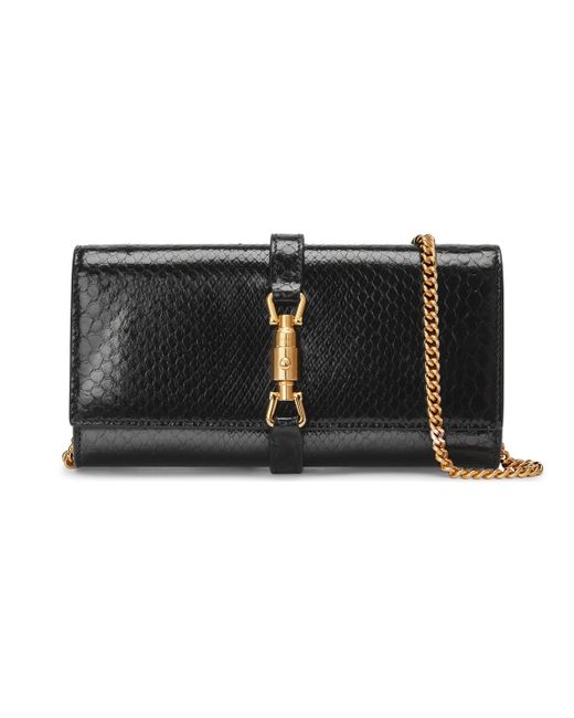 Gucci Leather Jackie 1961 Python Chain Wallet in Black - Lyst