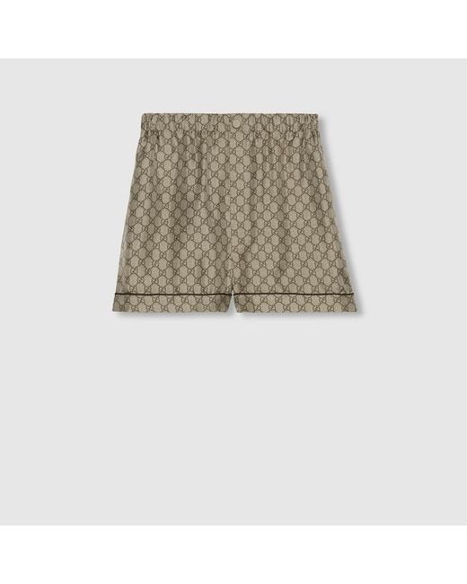 Gucci Brown Gg Supreme Print Silk Shorts