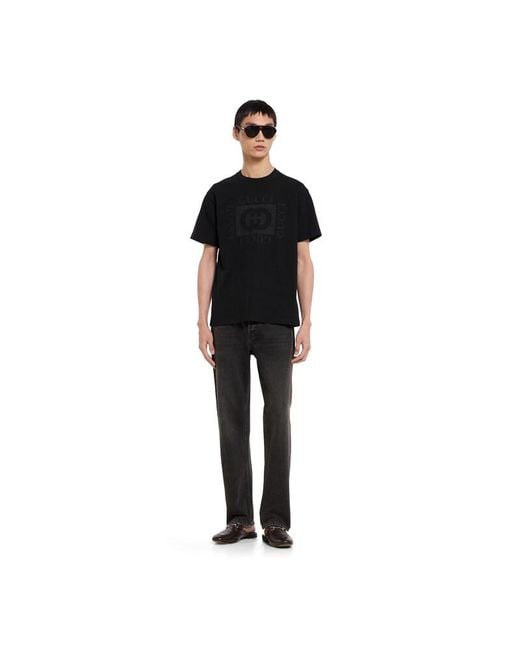 Gucci Black Cotton Jersey T-Shirt With Print for men