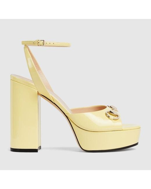 Gucci Metallic Horsebit Platform Sandal, Leather