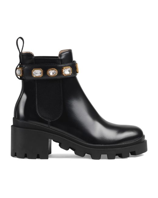 gucci leather ankle boot with belt used