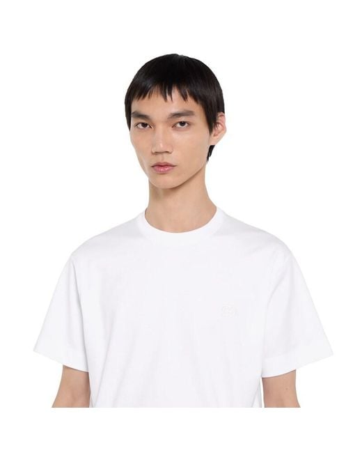 Gucci White Cotton Jersey T-Shirt With Embroidery for men