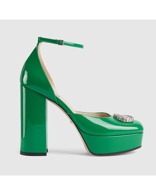 Gucci Green Platform Pump With Double G