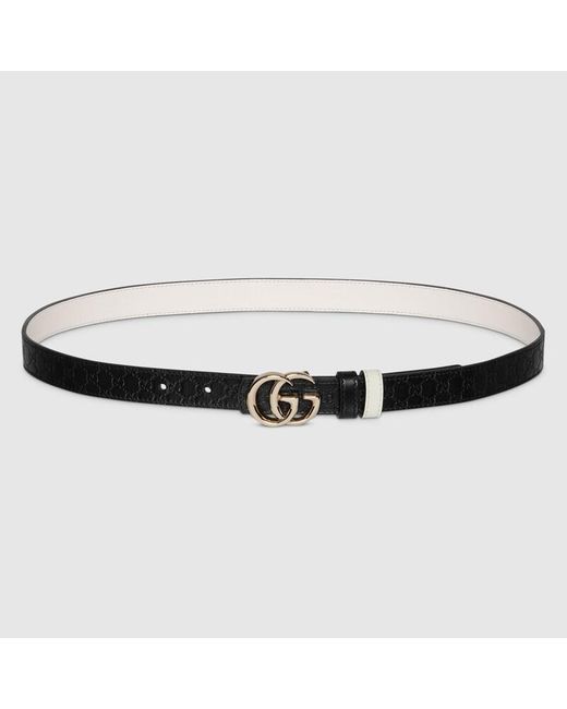 Gucci Brown Reversible Gg Marmont Thin Belt, Size 100