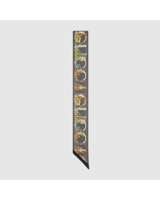 Gucci Black Printed Silk Twill Ribbon