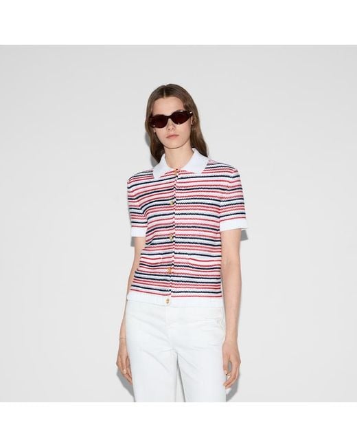 Gucci ファインウール ポロトップ, ホワイト, ウェア Red