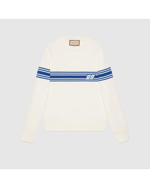 Gucci White Knit Wool Jumper With Square GG for men