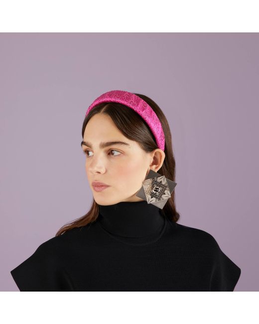 Gucci gg Crystal Moiré Headband in Pink | Lyst UK