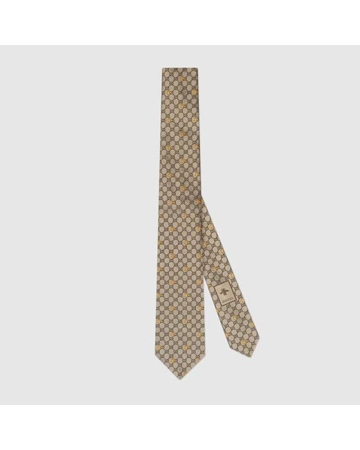 Gucci Natural GG Bees Silk Tie for men