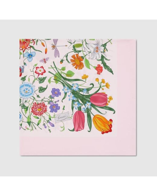 Gucci Multicolor Vierecktuch Aus Seidentwill Mit Print