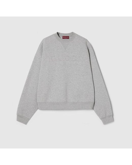 Gucci Gray Cotton Jersey Embossed Sweatshirt