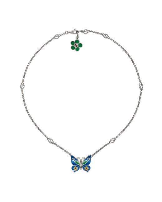 Gucci Multicolor Butterfly Pendant Necklace