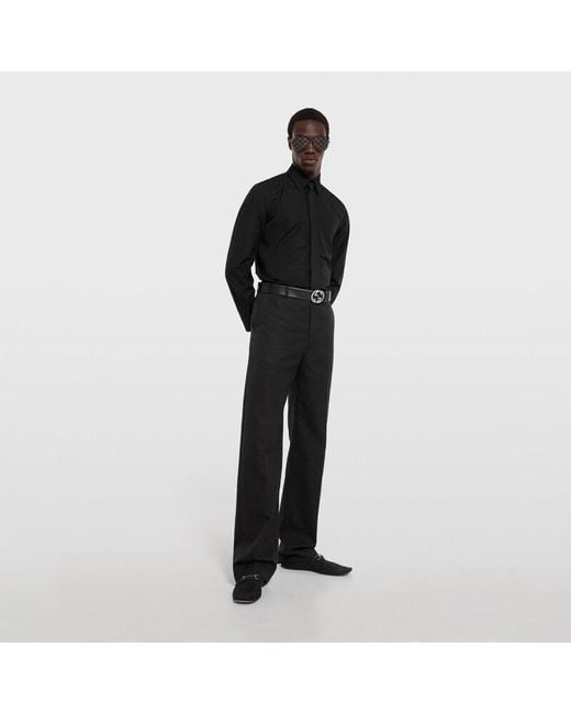 Gucci Black Gg Cotton Poplin Shirt, Size 14 for men