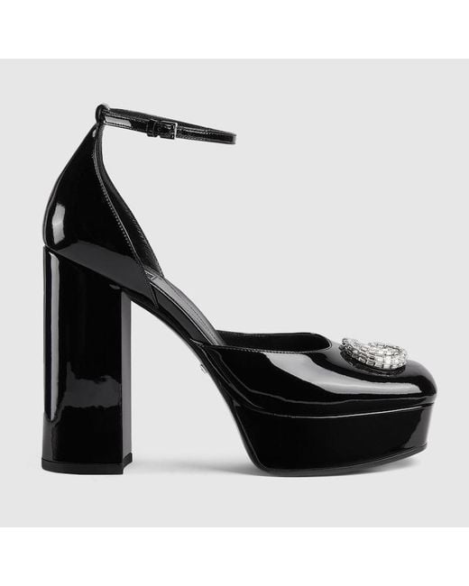 GUCCI ブラック プラットフォームヒール Gucci Platform Pump With Double G in Black | Lyst