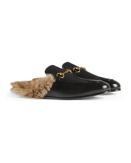 Gucci Princetown Leather Slippers in Black for Men - Save 14% - Lyst