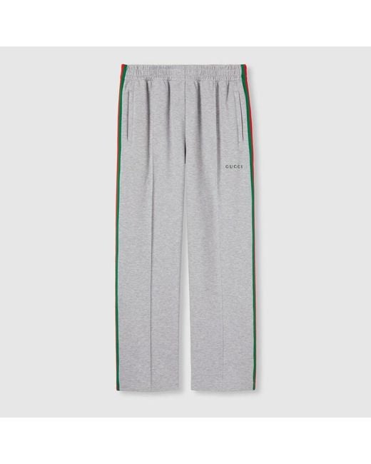 Gucci Gray Cotton Piquet Double Sportswear Pant for men