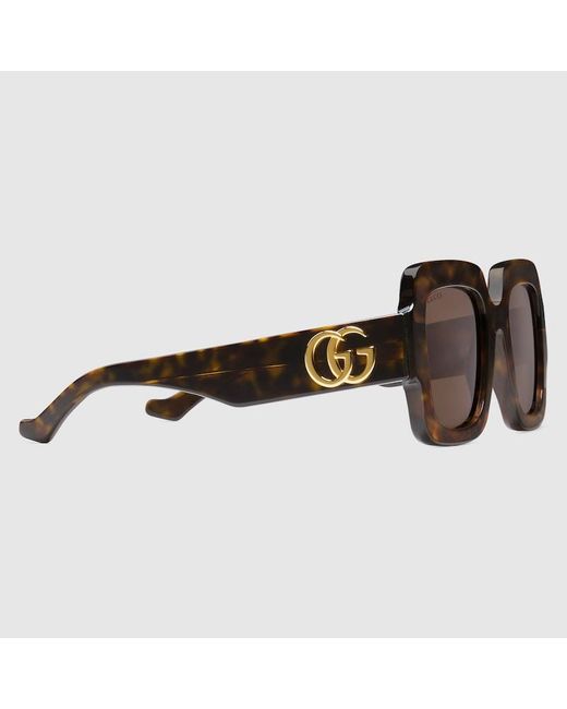 Gucci Brown Square-frame Double G Sunglasses