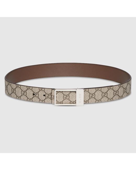 Gucci Brown Reversible Belt With Rectangular Buckle, Size 100 for men