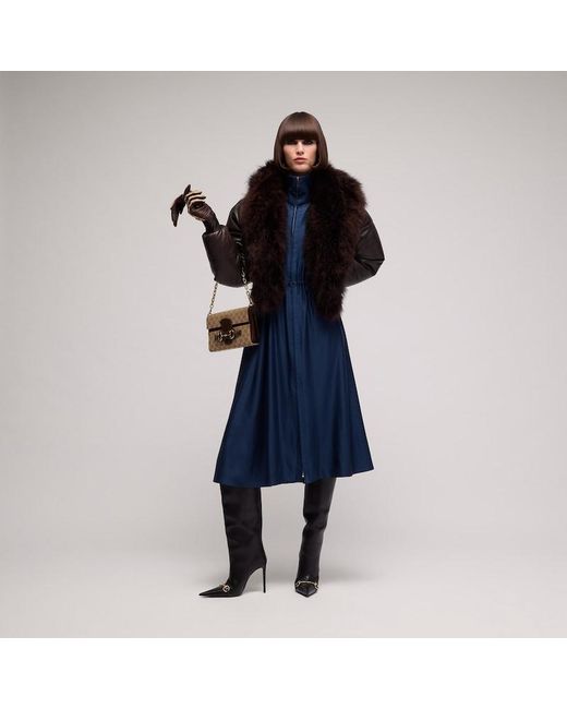 Gucci Blue Shiny Stretch Silk Long Dress