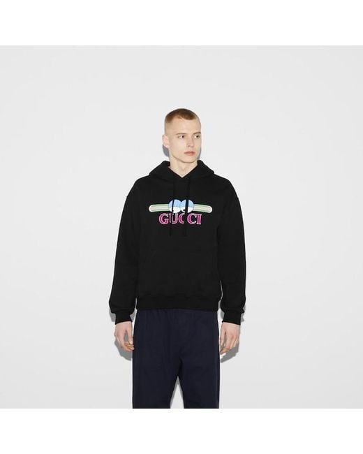 Gucci Black Cotton Jersey Sweatshirt With Print for men
