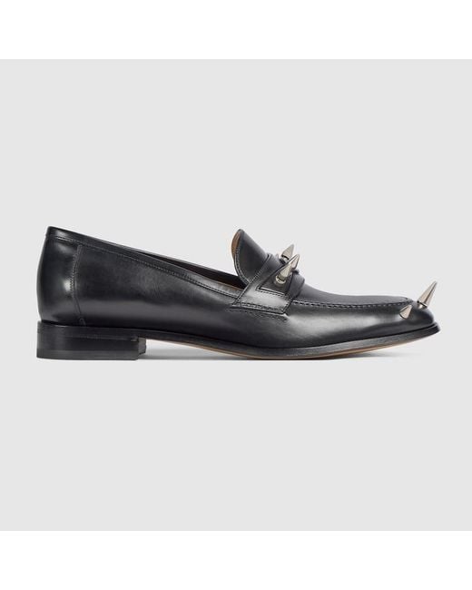 Gucci Black Studded Loafer, Leather