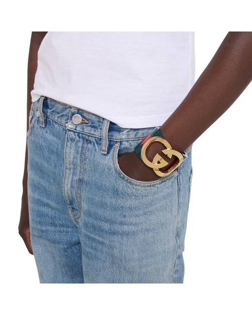 Gucci Green Bracelet Manchette Interlocking, Taille