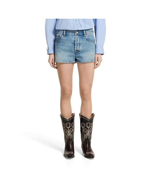 Short En Denim Lavé À La Pierre, Taille Gucci en coloris Blue