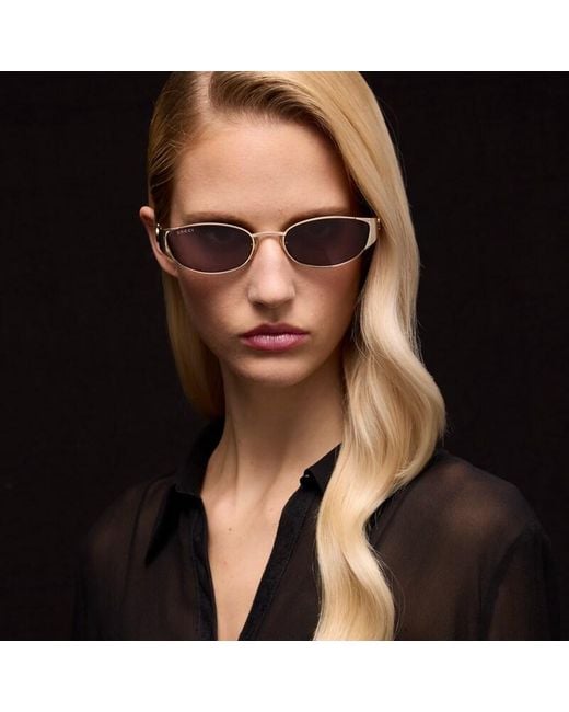 Gucci Brown Oval-Frame Sunglasses