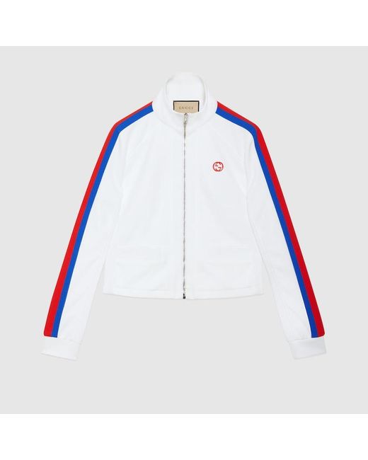 Gucci Blue Technical Jersey Zip Jacket With Web
