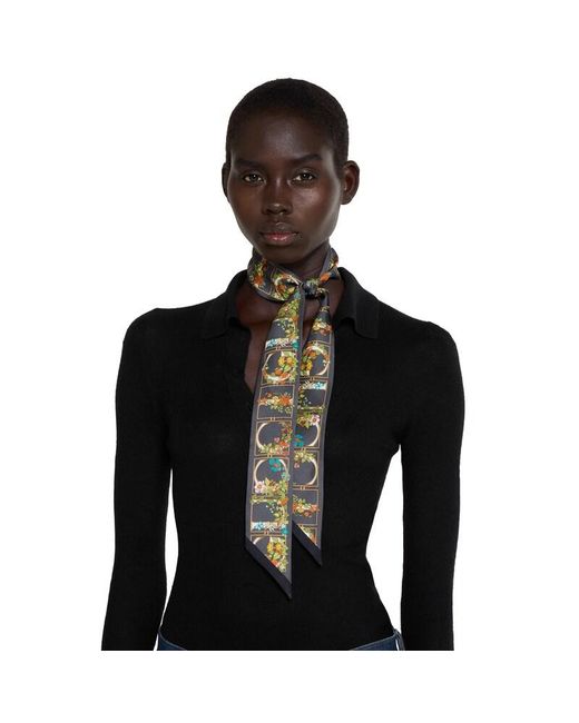 Gucci Black Printed Silk Twill Ribbon