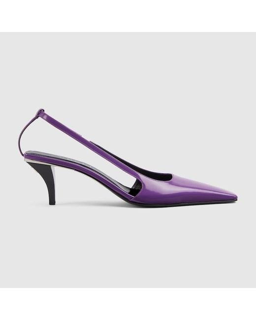 Gucci Purple Slingback With Crystal Logo, Size 35 It