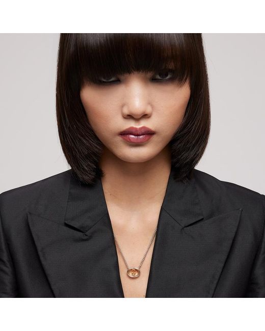 Gucci Metallic Interlocking Pendant Chain Necklace