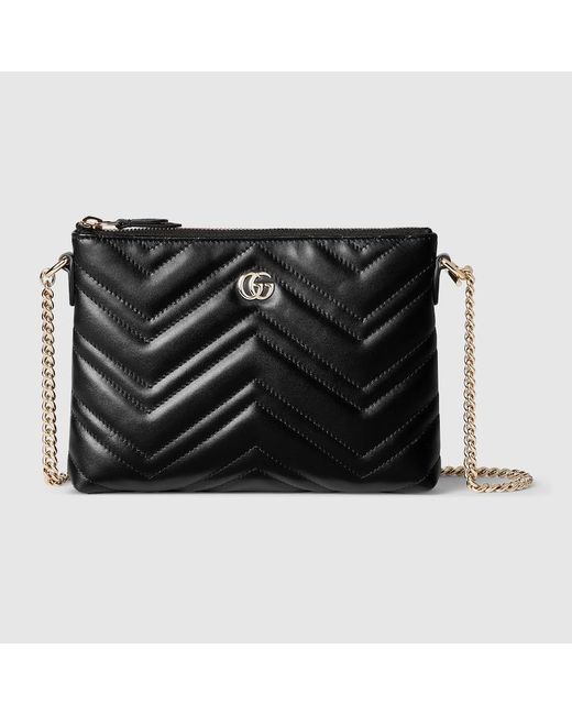 Pochette Gg Marmont Avec Chaîne Gucci en coloris Black