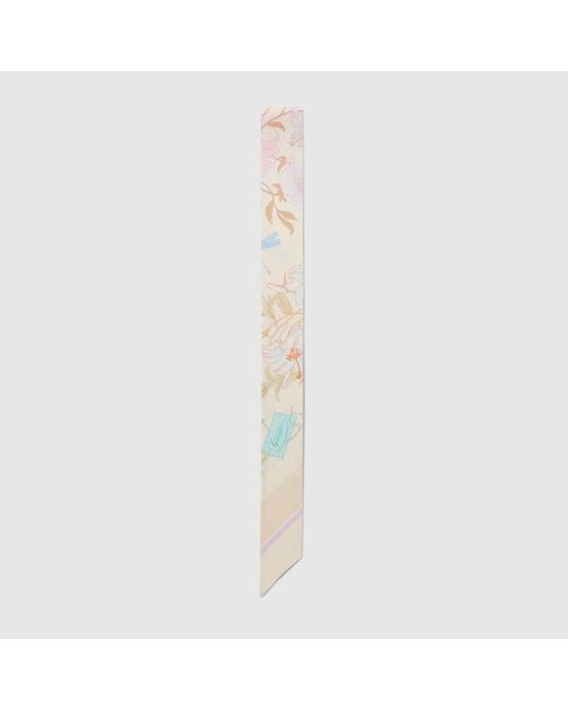 Gucci White Printed Silk Ribbon