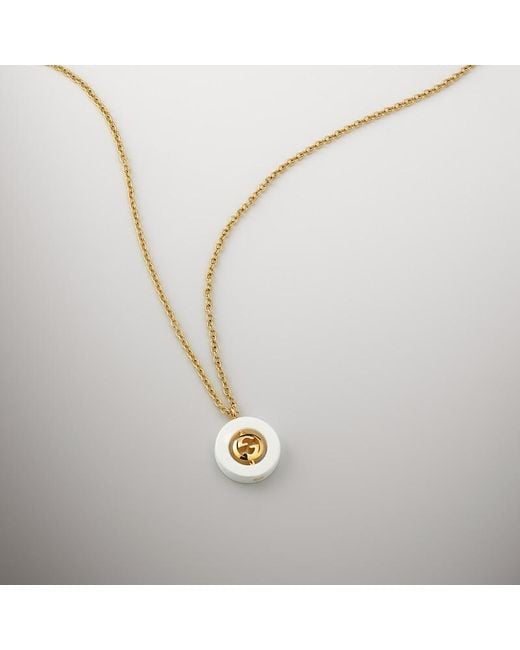 Gucci Metallic Interlocking 18K Pendant Necklace