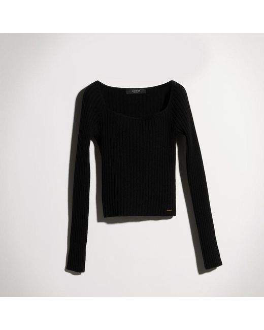 Gucci Black Soft Rib Wool Cashmere Top With Tag, Size Xl, Ready-To-Wear
