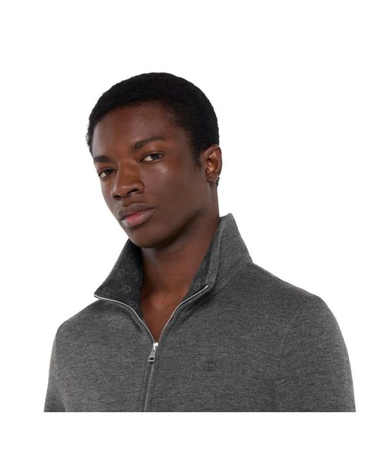 Gucci Gray Double Jersey Jacquard Zip Jacket for men