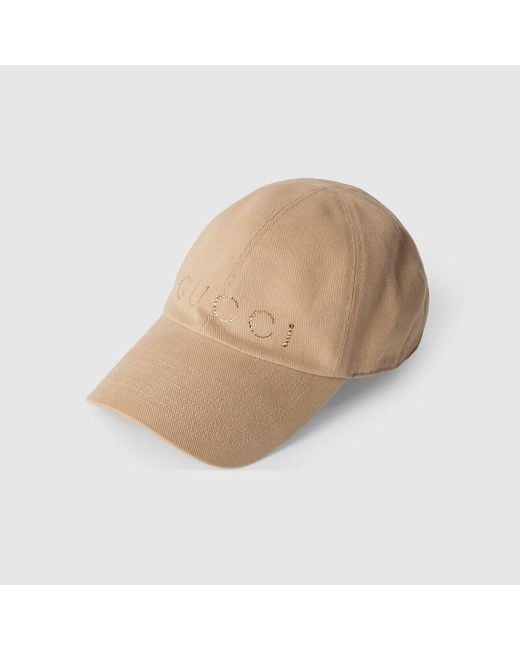 Gucci Natural Canvas Baseball Hat With Print